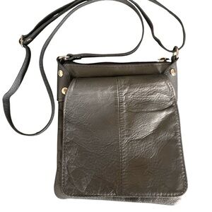 Vera Pelle Grey Gray Silver Crossbody Handbag/Phone Pouch Made in Italy